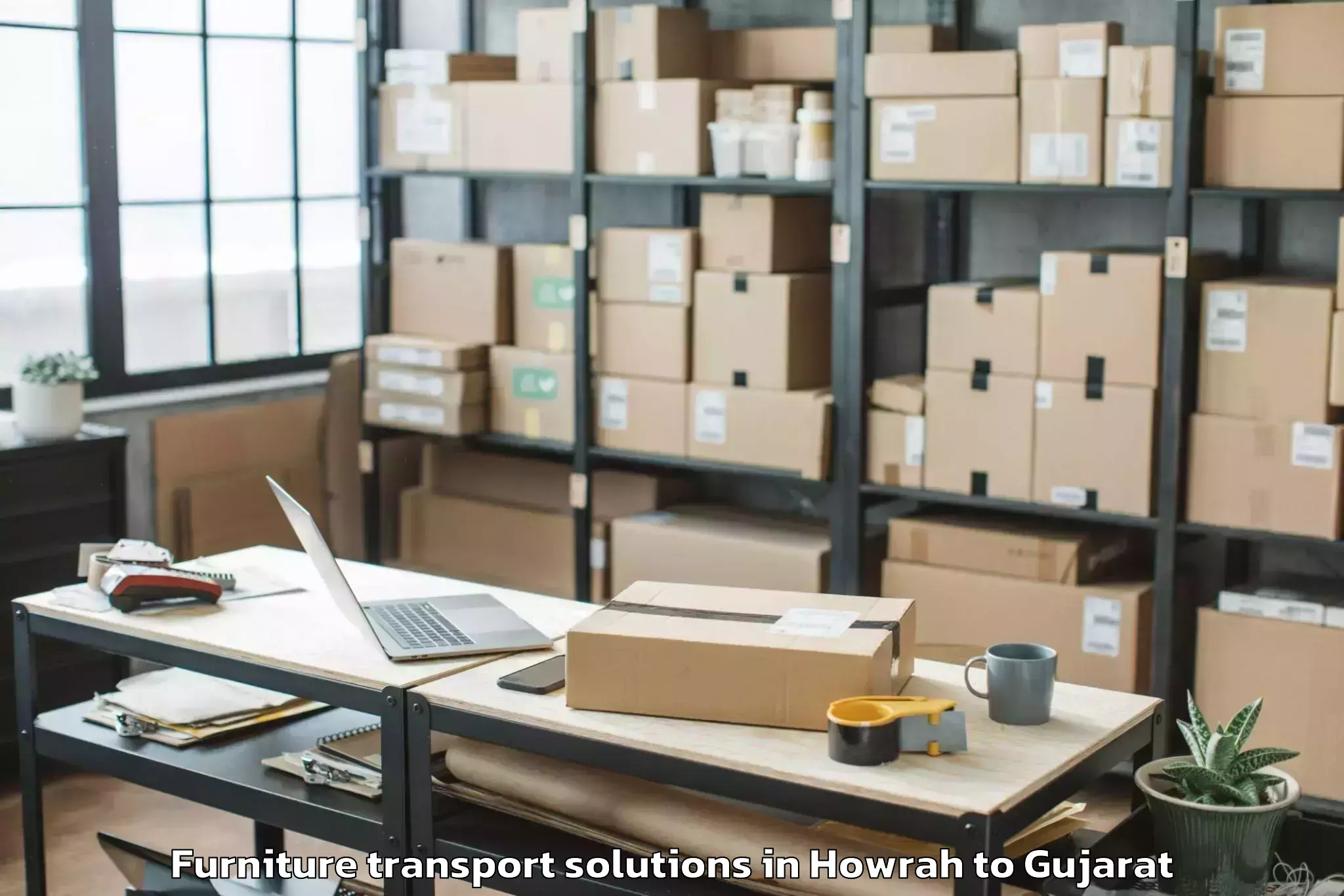 Quality Howrah to Madhavpur Furniture Transport Solutions